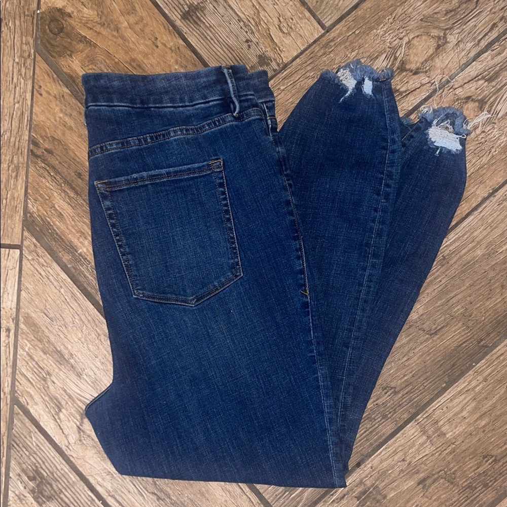 Good American Distressed Blue Women's Jeans cut off hem 18